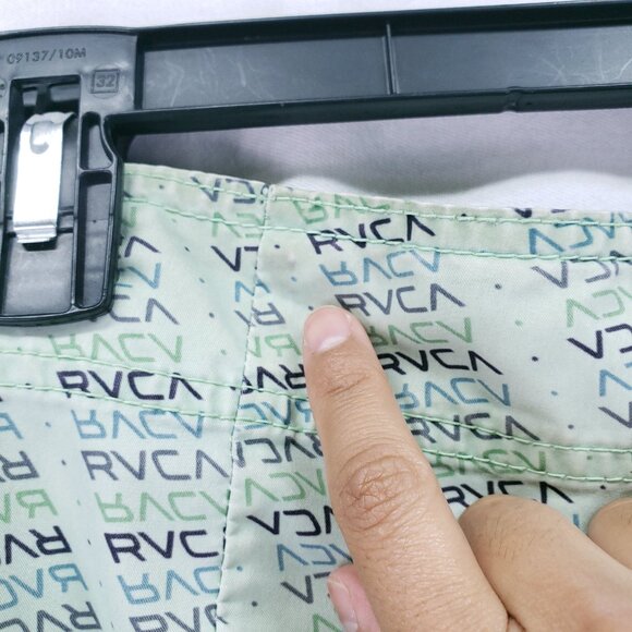 RVCA Artist Network Program Green Logo Pattern Beach Swim Trunks Size 38 - Picture 15 of 16